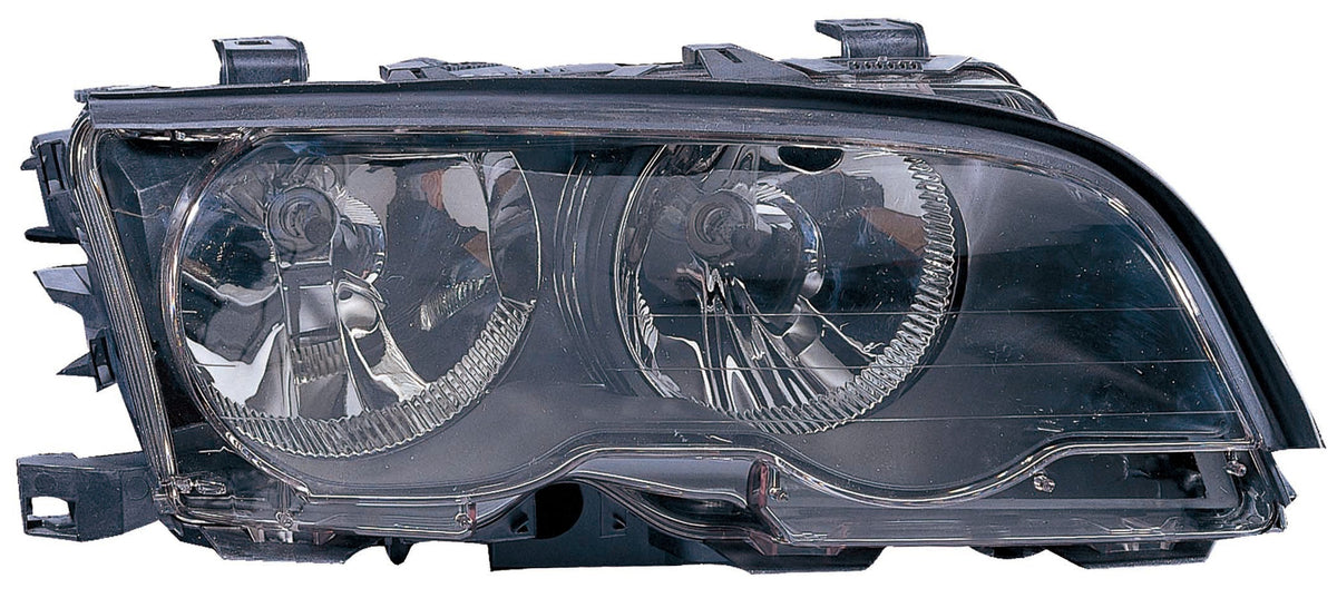 Faro delantero — BMW E46 (desde 1998) — Configuración: Faro regulación eléctrica interior, acabado negro (2 puertas) -…