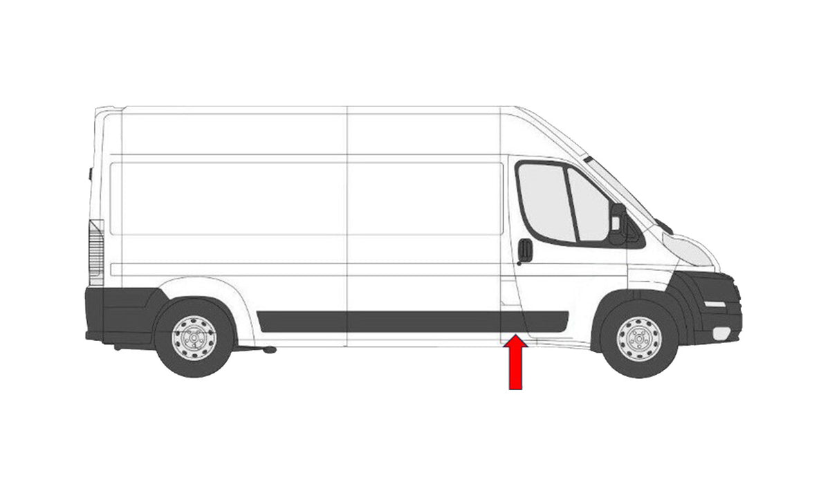Moldura lateral, acabado negro — FIAT DUCATO / CITROËN JUMPER / PEUGEOT BOXER (desde 04/2014) - derecho