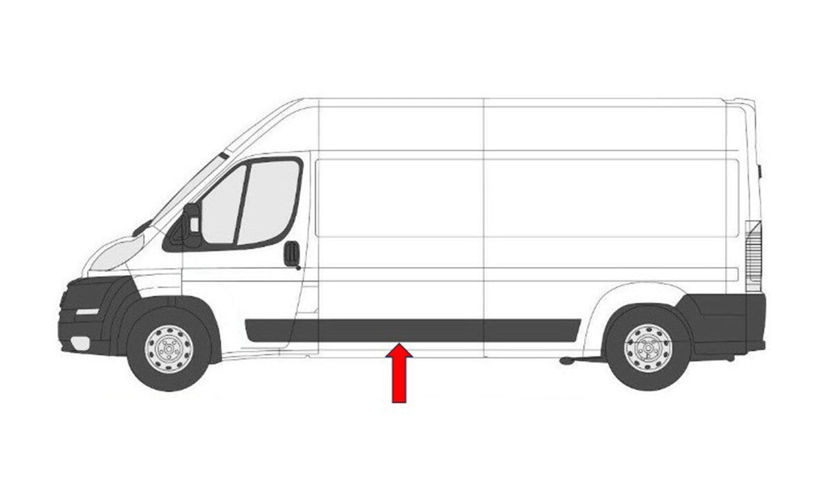 Moldura del panel lateral, acabado negro (central) chasis corto — FIAT DUCATO/BOXER/JUMPER (desde 04/2014) - izquierdo