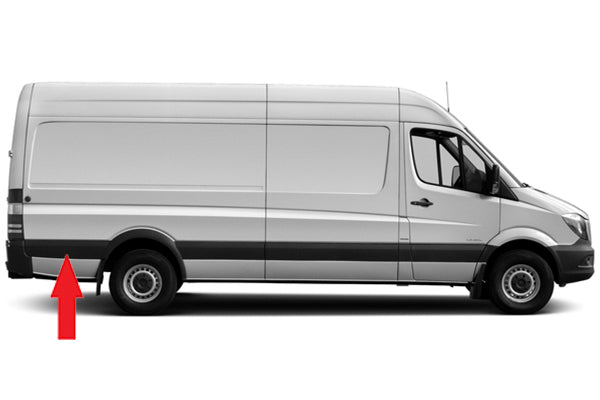 Moldura del panel trasero con orificio para intermitente (chasis largo) — MERCEDES SPRINTER / VOLKSWAGEN CRAFTER (desde 2006) - derecho