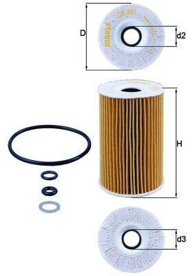 Filtro de aceite MAHLE OX 351D