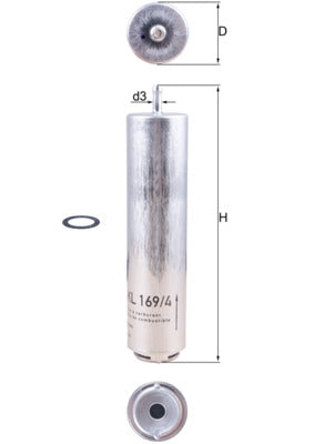 Filtro combustible MAHLE KL 169/4D
