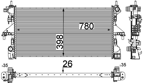 Ilustración técnica de Radiador, refrigeración del motor MAHLE CR 808 000P