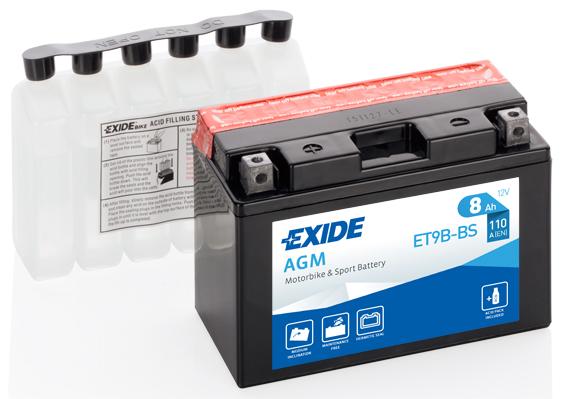 Batería Exide ET9B-BS Moto AGM 12 V 8 Ah