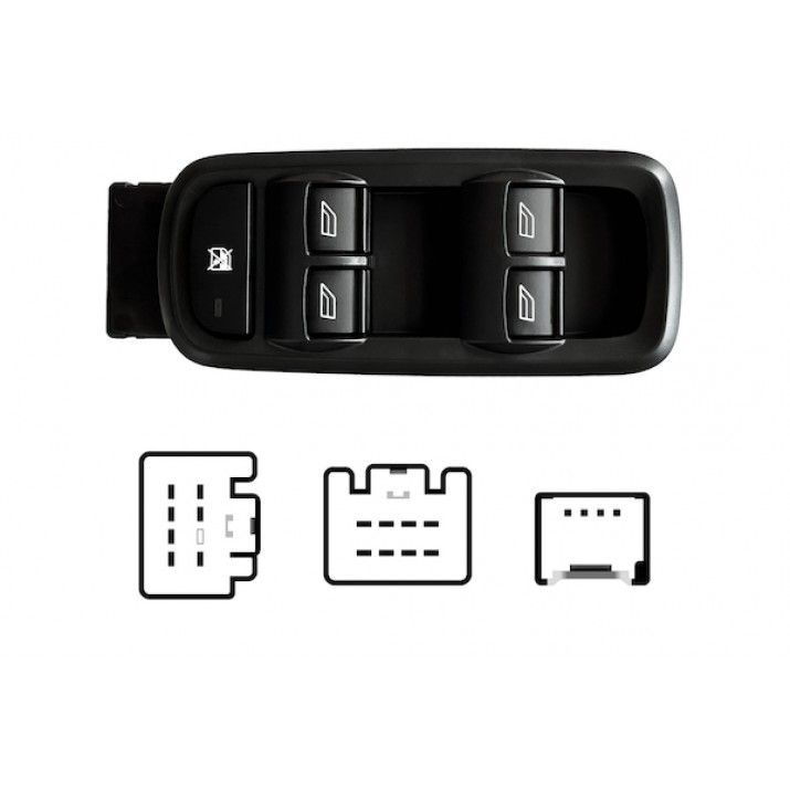 Mando de puerta delantera de 4 botones y 19 pines — FORD FIESTA MK6 (desde 08/2008) - izquierdo