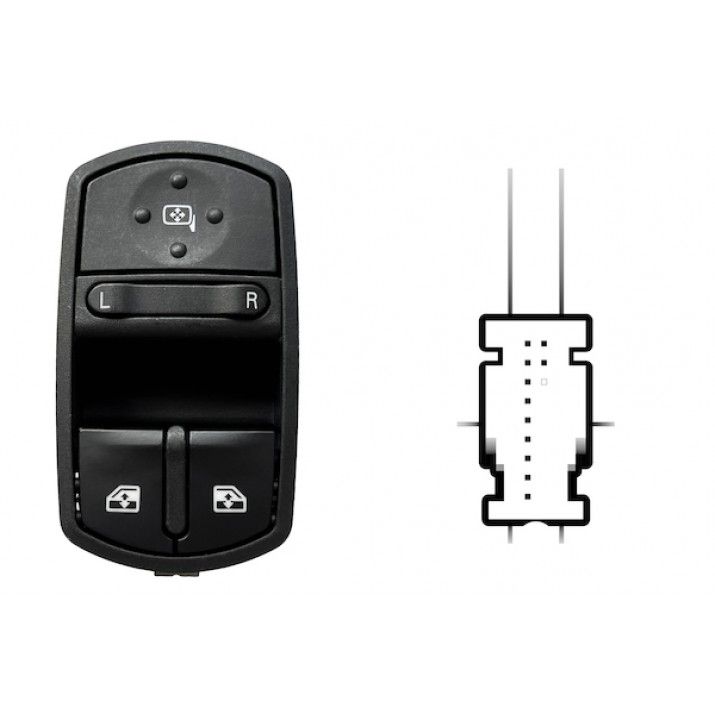 Mando de puerta delantera de 2 botones y 11 pines — OPEL CORSA D (desde 07/2006) - izquierdo