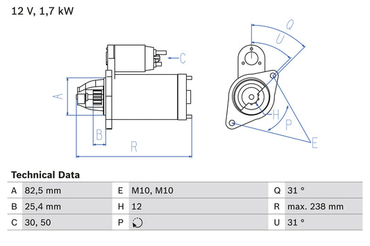 Ilustración técnica de Motor de arranque BOSCH 0 986 021 360