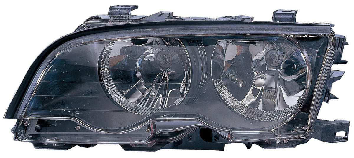 Faro delantero — BMW E46 (desde 1998) — Configuración: Faro regulación eléctrica interior, acabado negro (2 puertas) -…