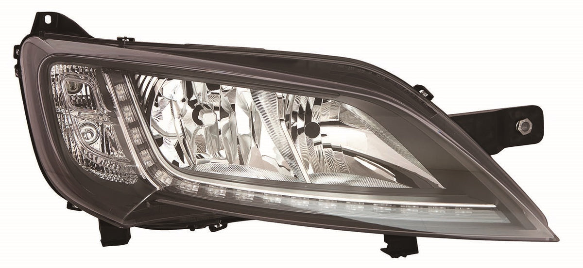 Faro con regulación eléctrica y motor interior negro (H7/H7/WY21W/W21/5W) — PEUGEOT BOXER (desde 2014) — derecho