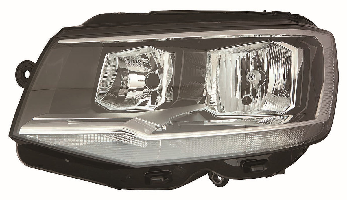 Faro con regulación eléctrica y motor interior negro H7/H7/PWY24W/W21W/W5W — VOLKSWAGEN TRANSPORTER (desde 2016) — izquierdo