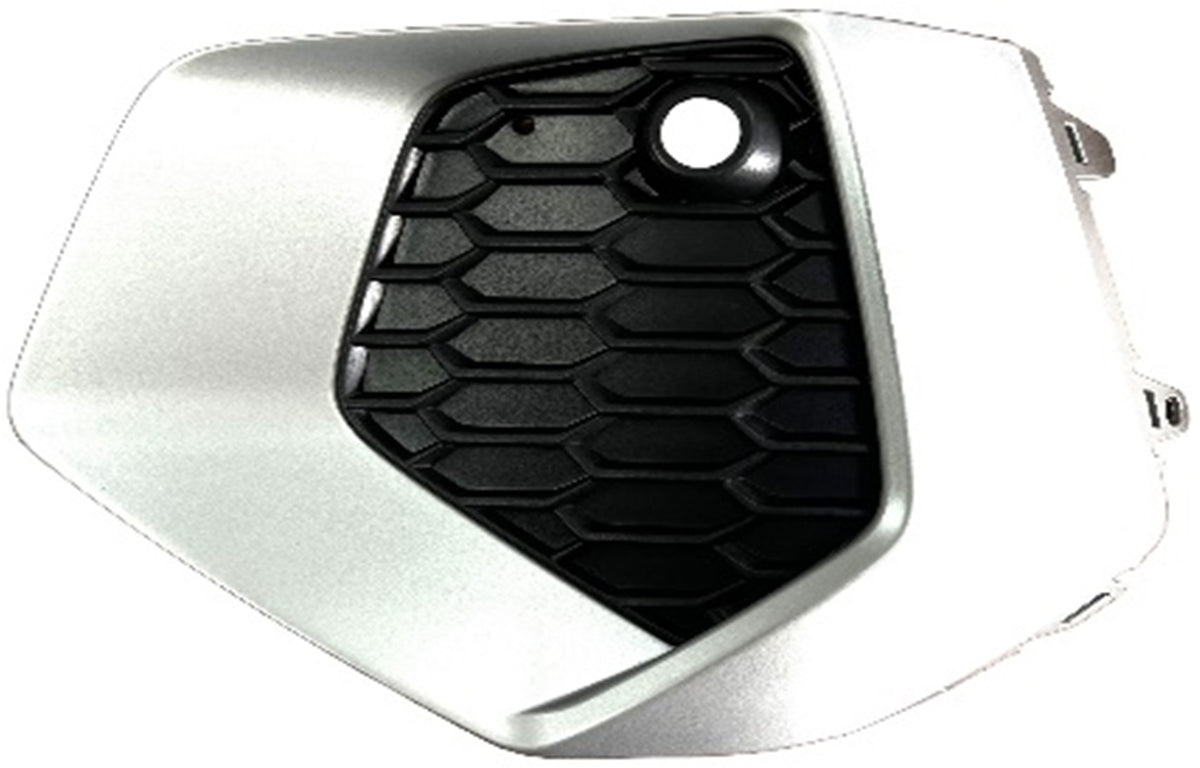 Rejilla del parachoques delantero, acabado negro con orificios para sensores + marco para pintar, acabado plateado — AUDI A3 (desde 04/2020) - izquierdo