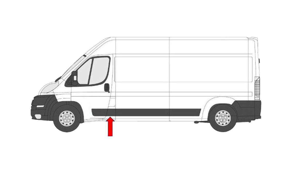 Moldura lateral, acabado negro — FIAT DUCATO / CITROËN JUMPER / PEUGEOT BOXER (desde 04/2014) - izquierdo