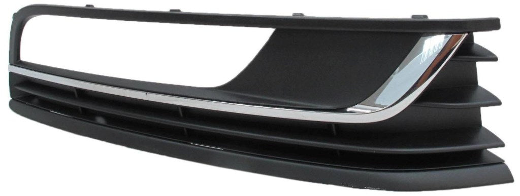 Rejilla del parachoques delantero (con orificios para faro) (con moldura cromada + moldura, acabado negro) — VOLKSWAGEN PASSAT (desde 2010) - derecho