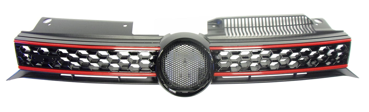 Rejilla (con moldura cromada + moldura, acabado rojo) M/BLUEMOTION — VOLKSWAGEN GOLF VII GTD/GTI (desde 2013)