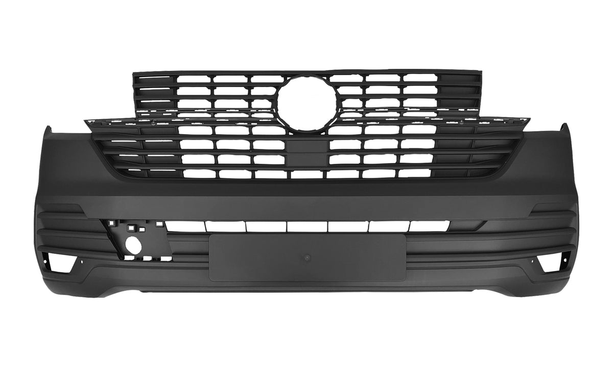 Parachoques delantero, acabado negro con rejilla superior — VOLKSWAGEN TRANSPORTER T6.1 (desde 07/2019)