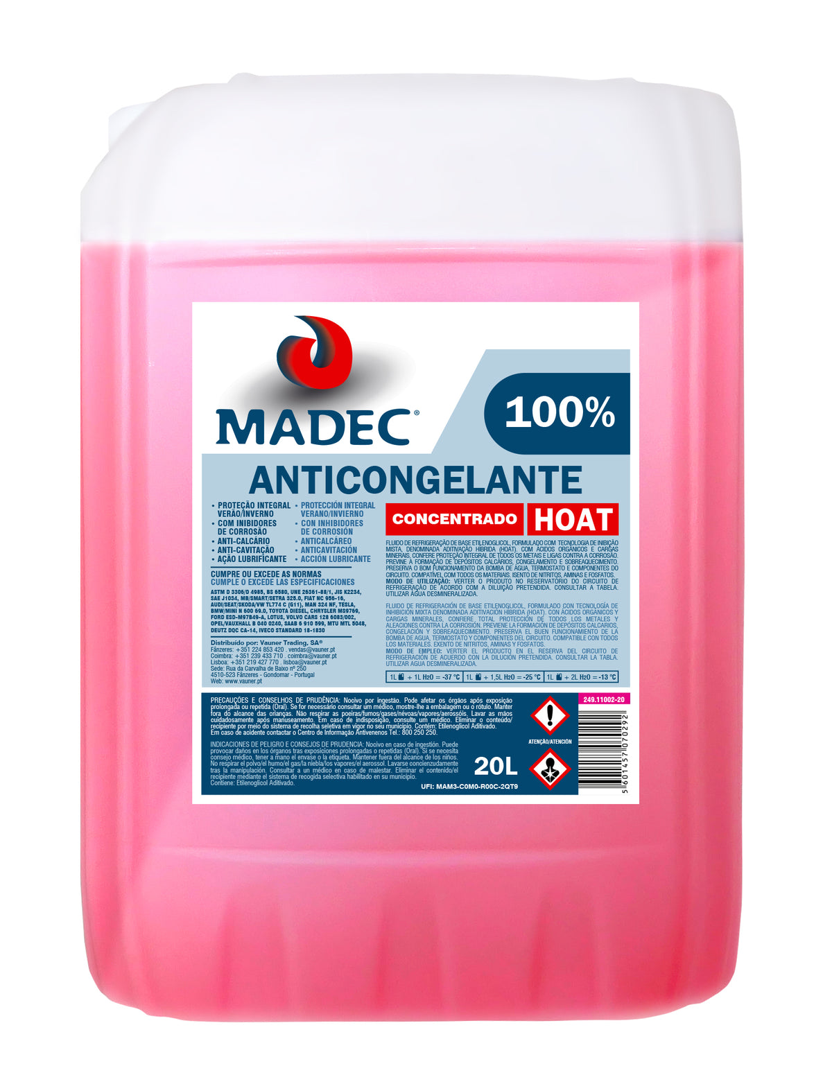 Anticongelante MADEC HOAT — 100% · Rosa · 20 L