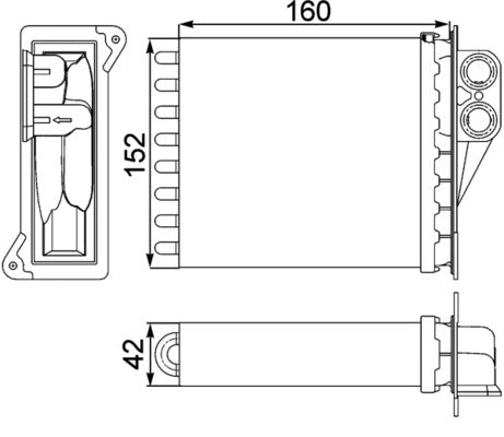 Ilustración técnica de Radiador de calefacción MAHLE AH 168 000P