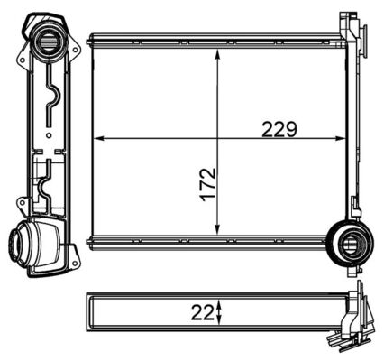 Ilustración técnica de Radiador de calefacción MAHLE AH 264 000S