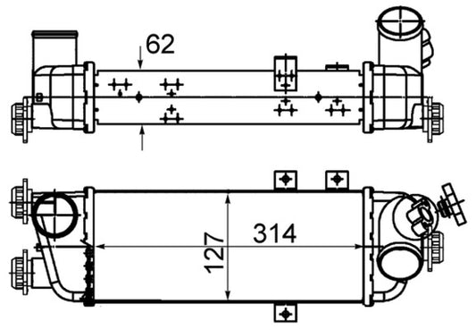 Ilustración técnica de Radiador de aire de admisión MAHLE CI 500 000S