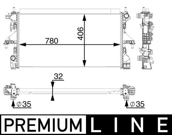 Ilustración técnica de Radiador, refrigeración del motor MAHLE CR 806 000P