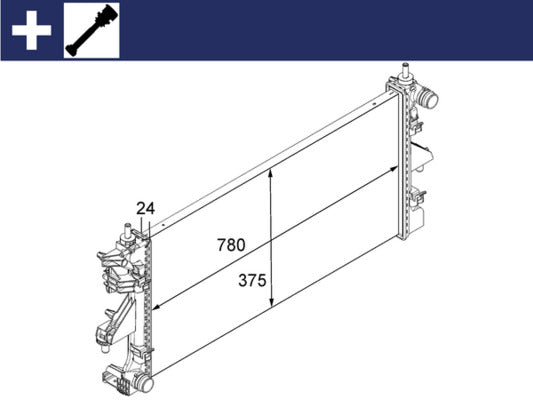 Ilustración técnica de Radiador, refrigeración del motor MAHLE CR 881 000S