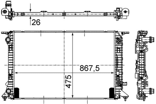 Ilustración técnica de Radiador, refrigeración del motor MAHLE CR 910 000S