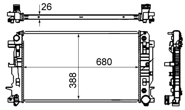 Ilustración técnica de Radiador, refrigeración del motor MAHLE CR 62 000S