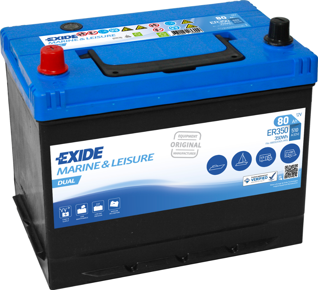 Batería Exide ER350 Marine Dual 12 V 80 Ah