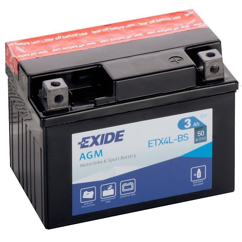 Batería Exide ETX4L-BS Moto AGM 12 V 3 Ah