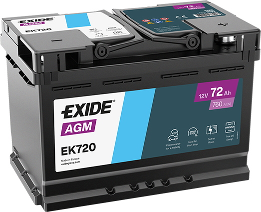 Batería Exide EK720 AGM Start-Stop 12 V 72 Ah
