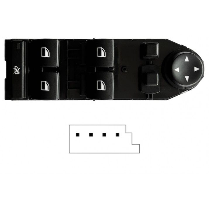 Mando de puerta delantera para espejos plegables, 4 botones y 4 pines — BMW X3 E83 (desde 01/2003) - izquierdo