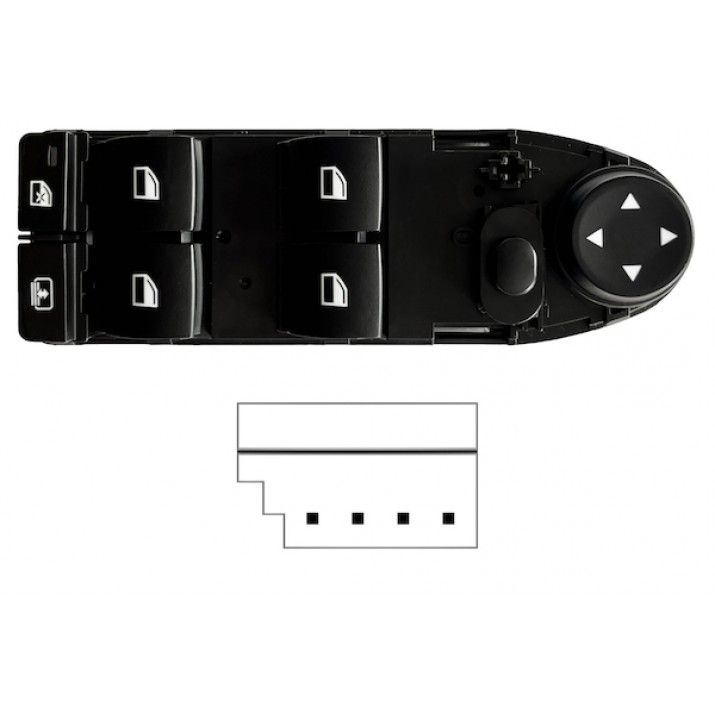 Mando de puerta delantera sin espejos plegables y con cortinilla, 4 botones y 4 pines — BMW S/5 E60/61 (desde 03/2007) - izquierdo