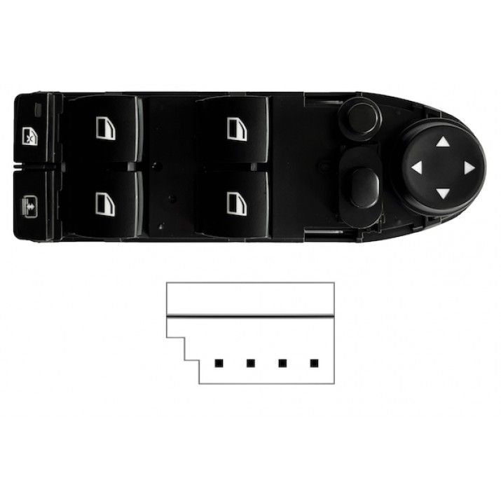 Mando de puerta delantera para espejos plegables y cortinilla, 4 botones y 4 pines — BMW S/5 E60/61 (desde 03/2007) - izquierdo