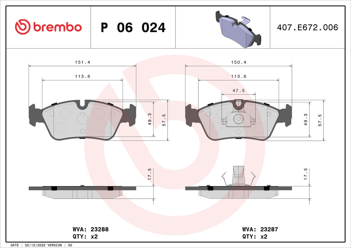 Juego de pastillas BREMBO P 06 024