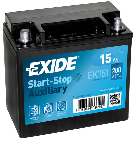 Batería Exide EK151 Auxiliar AGM 12 V 15 Ah