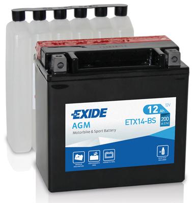 Batería Exide ETX14-BS Moto AGM 12 V 12 Ah